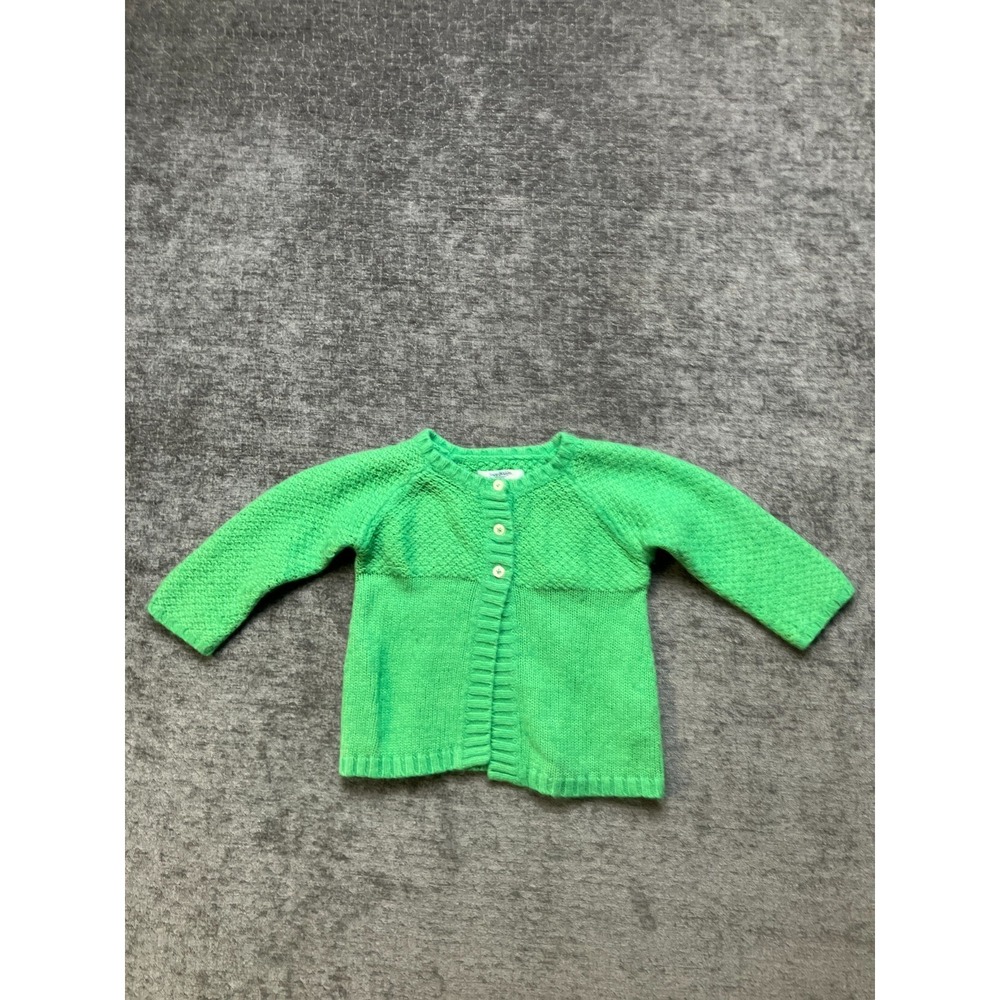 Baby Boden Cardigan Sweater Baby Kids 12-18M Green Texture Knitted Button Front